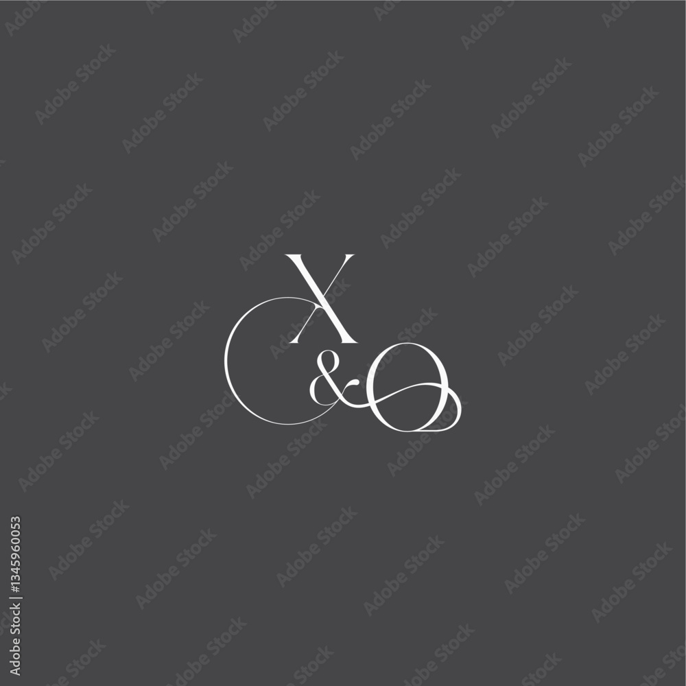 XO letter initial with line luxury curvy style monogram wedding logo concept XO letter initial with line luxury curvy style monogram wedding logo concept