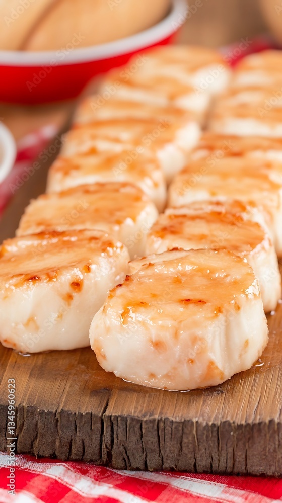 Seared Scallops Appetizer for Rustic Wooden Board. Seared Scallops Appetizer for Rustic Wooden Board.