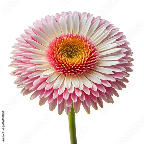 Close-up of a pink Gerber daisy isolated on white background