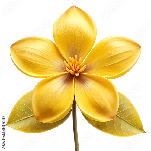 A tropical yellow frangipani blossom isolated on white