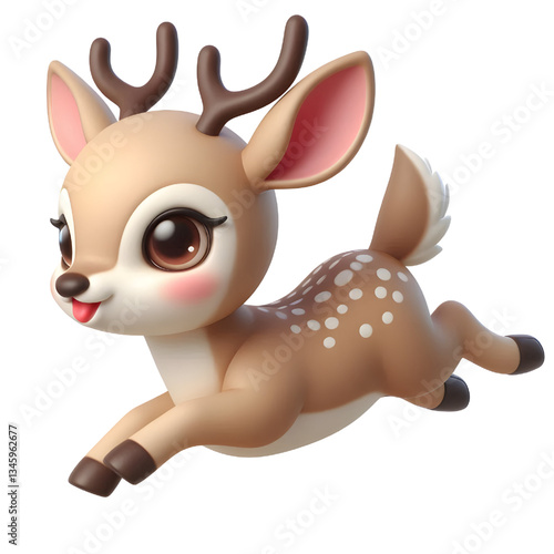 Cute 3d Deer isolated on white background