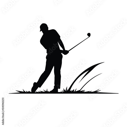 Silhouette of a Golfer Swinging in a Golf Course