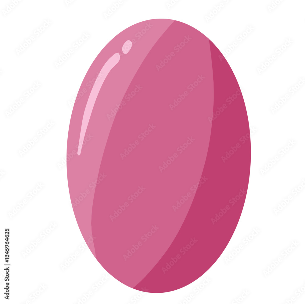 A simple Easter egg with a smooth, glossy pink surface. Its minimal shape and soft color bring a modern, sweet vibe, perfect for festive, digital, or decorative spring-themed graphics.