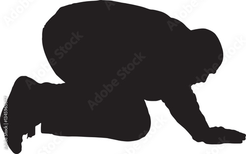 Vector silhouette of side view of a man searching