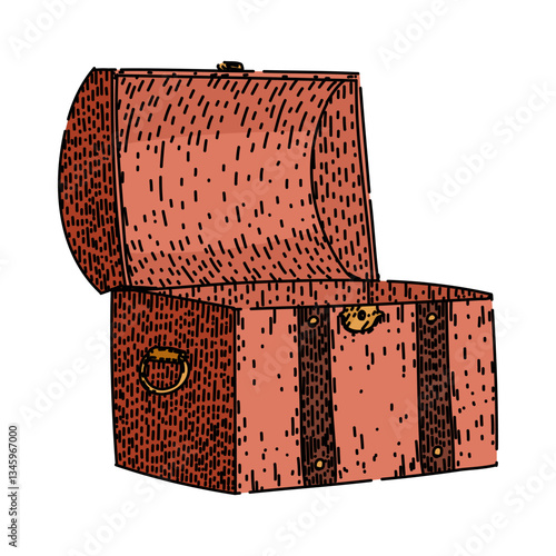 secure antique chest sketch hand drawn vector