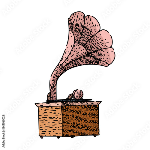 phonograph gramophone sketch hand drawn vector