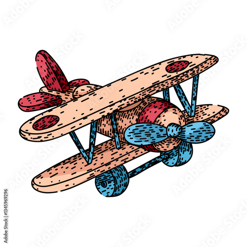 remote model airplane sketch hand drawn vector