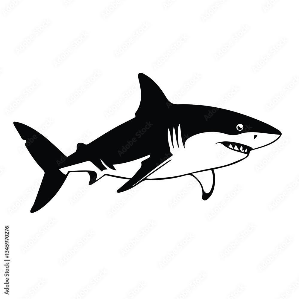 Obraz premium Powerful Great White Shark Silhouette Design