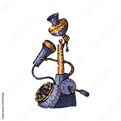 classic rotary telephone sketch hand drawn vector