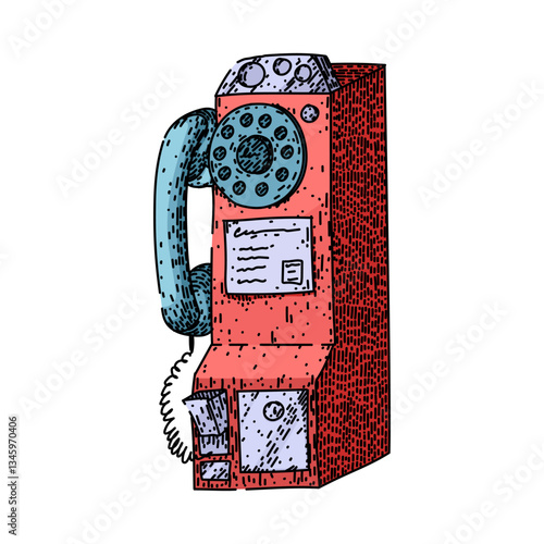 analog rotary telephone sketch hand drawn vector