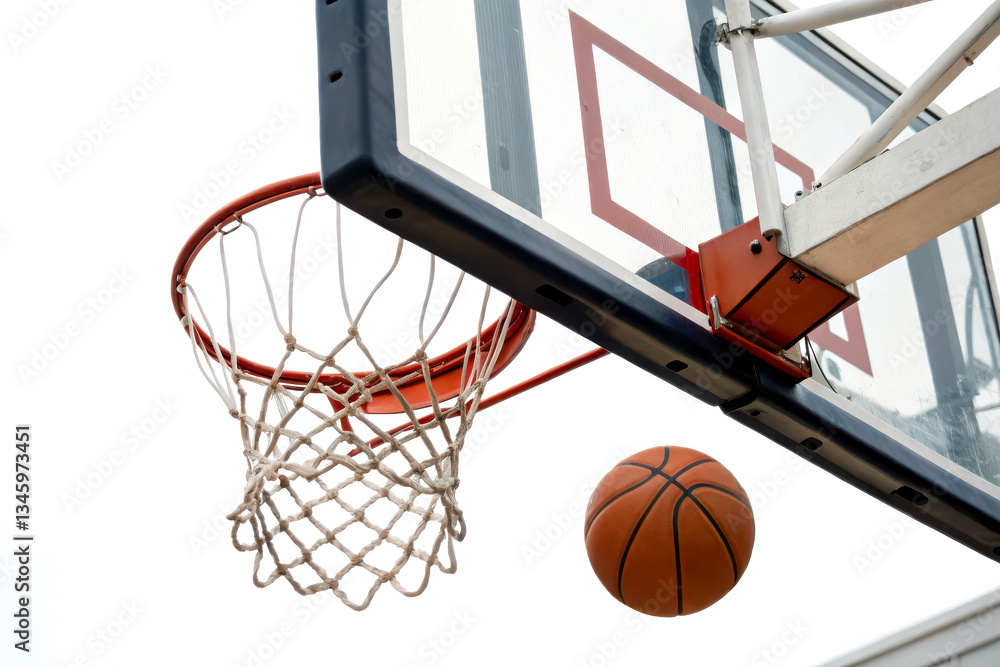 A basketball is about to enter a hoop, showcasing the excitement and action of the sport. A basketball is about to enter a hoop, showcasing the excitement and action of the sport.