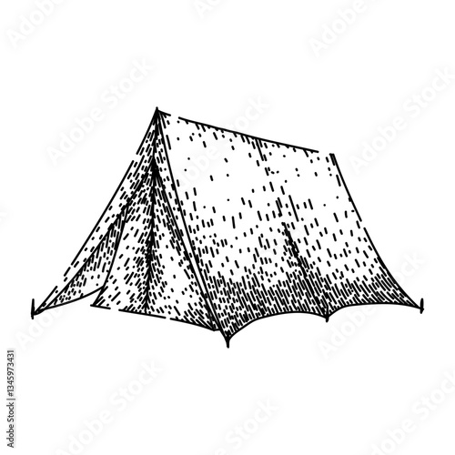 hiking camping tent sketch hand drawn vector