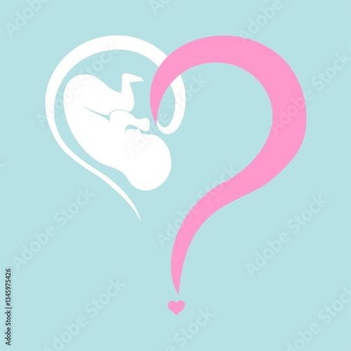 Wallpaper Mural Question mark poster. Human fetus inside the womb.  Illustration Torontodigital.ca