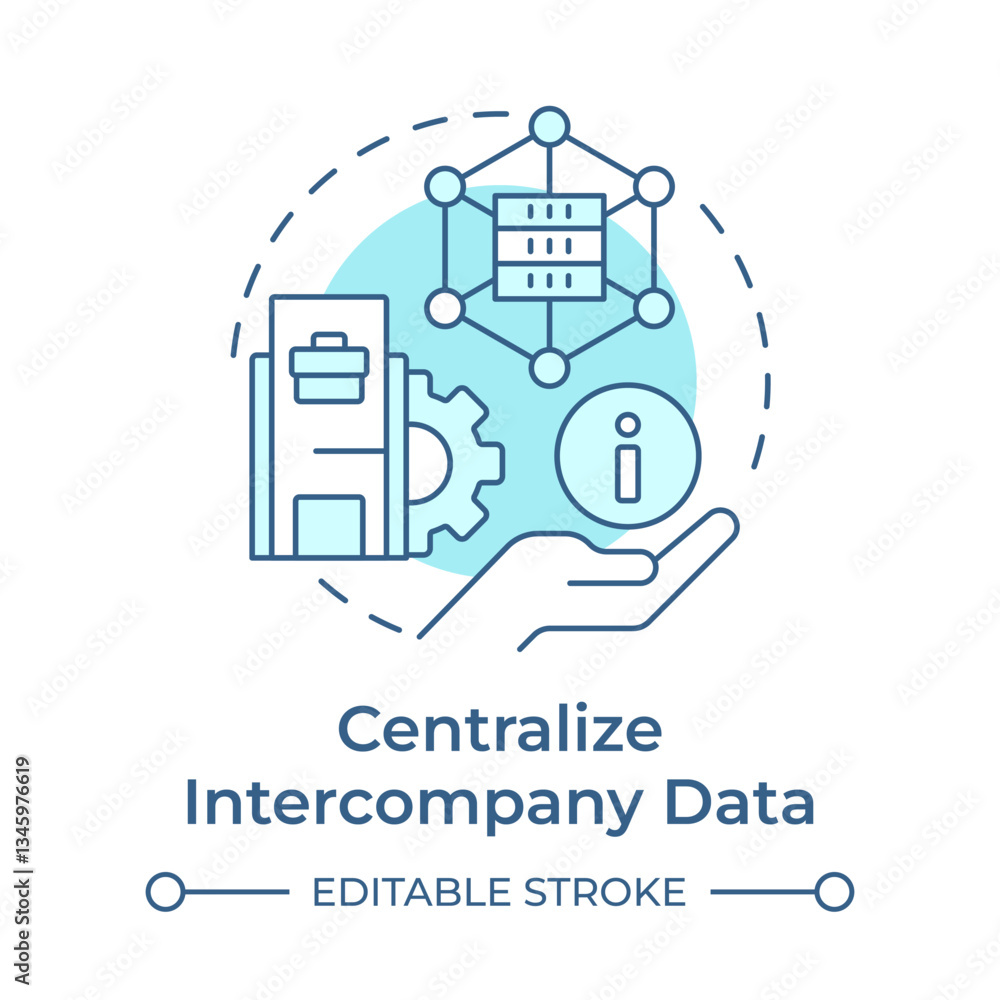 Centralizing intercompany data soft blue concept icon. Analytics. Best practice for intercompany accounting. Round shape line illustration. Abstract idea. Graphic design. Easy to use in booklet Centralizing intercompany data soft blue concept icon. Analytics. Best practice for intercompany accounting. Round shape line illustration. Abstract idea. Graphic design. Easy to use in booklet