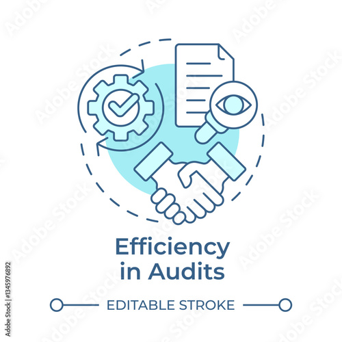 Efficiency in audits soft blue concept icon. Accurate record. Benefit of intercompany accounting transactions. Round shape line illustration. Abstract idea. Graphic design. Easy to use in booklet