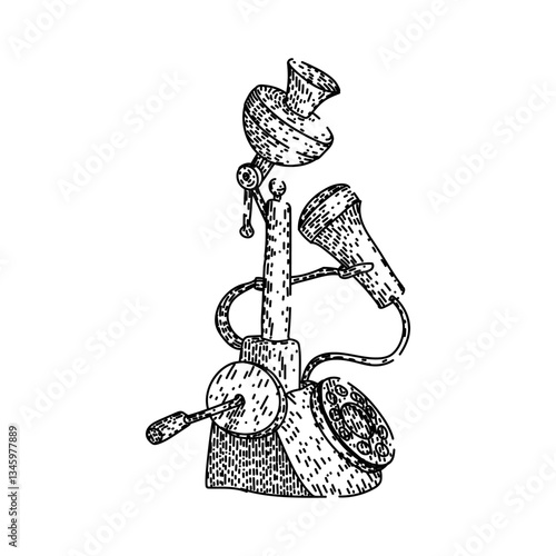 classic rotary telephone sketch hand drawn vector