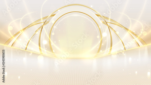 Luxury background with golden light effect decoration and bokeh elements.