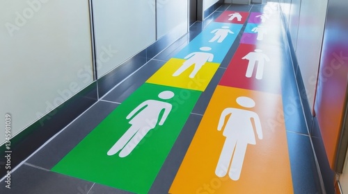 Colorful Floor Stickers for Social Distance Guidance