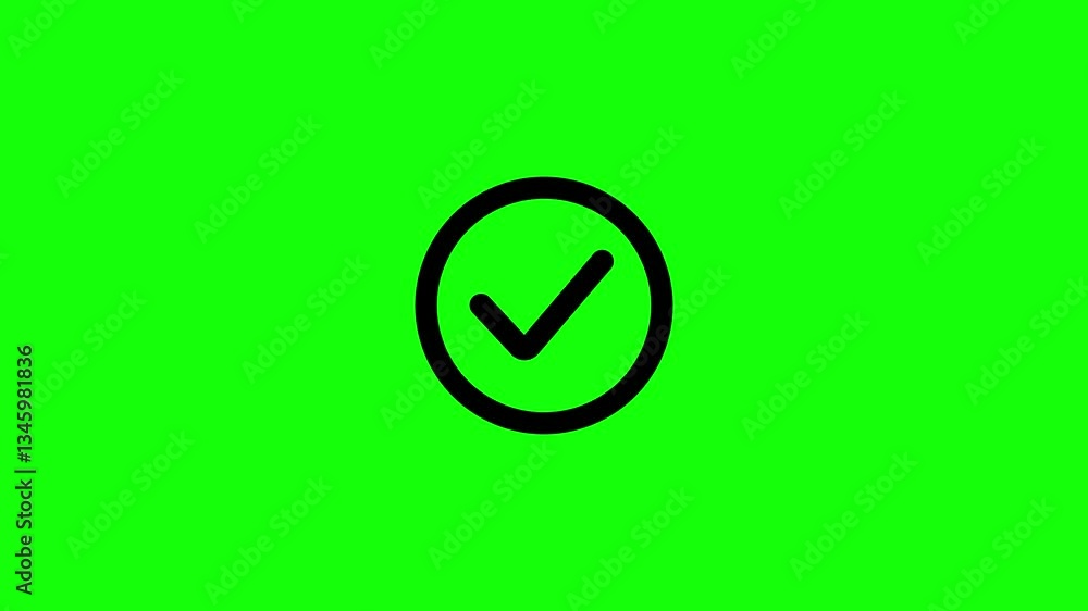 Checkmark animation in a green circle icon, isolated on a green background, symbolizing success or approval with smooth motion. Checkmark animation in a green circle icon, isolated on a green background, symbolizing success or approval with smooth motion.