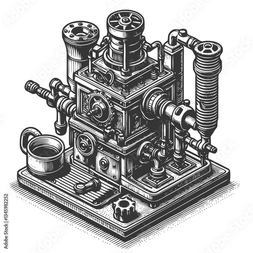 Exquisite Steampunk Coffee Machine Featuring Gears and Artistic Pipes