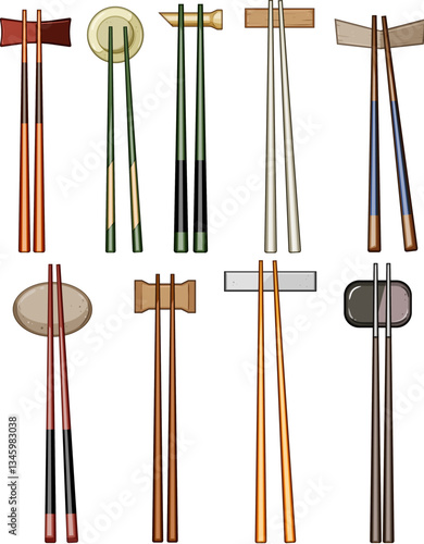 chopstick rest set cartoon vector illustration
