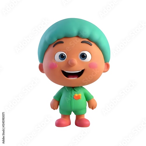 Cartoon character with a green shirt and green shorts