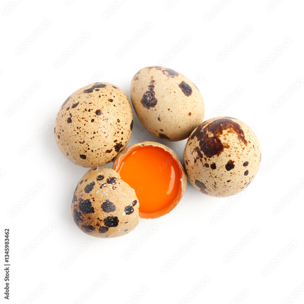 Fresh quail eggs on white background Fresh quail eggs on white background