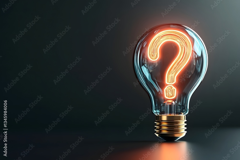 Futuristic Light Bulb with Neon Question Mark Filament Futuristic Light Bulb with Neon Question Mark Filament