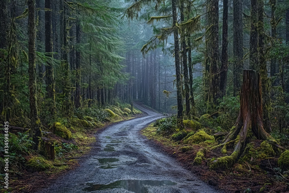 Obraz premium Misty Forest Road (3)