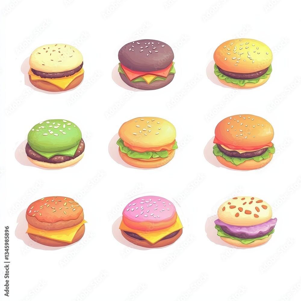 Set of cartoon fast food colorful isolated on a white background Set of cartoon fast food colorful isolated on a white background