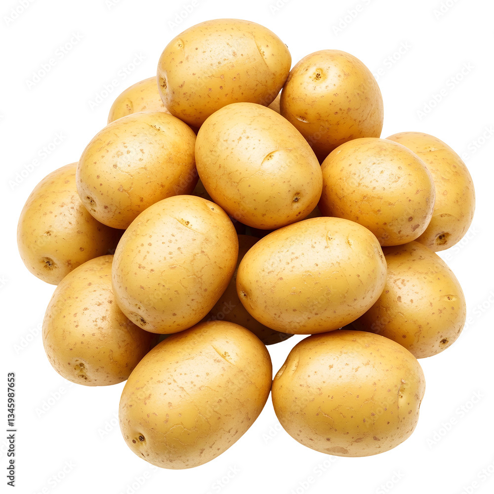 Fresh raw potatoes piled up isolated on transparent background. Fresh raw potatoes piled up isolated on transparent background.
