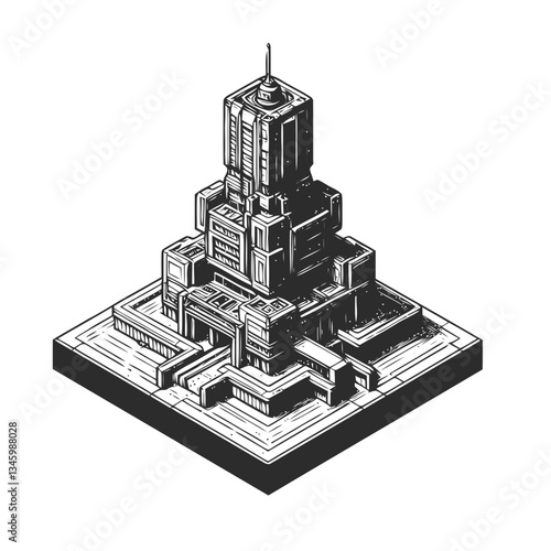 Futuristic skyscraper with contemporary design standing tall in urban skyline