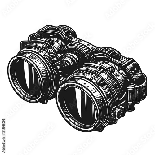 Steampunk goggles with adjustable lenses and intricate metallic details illustration
