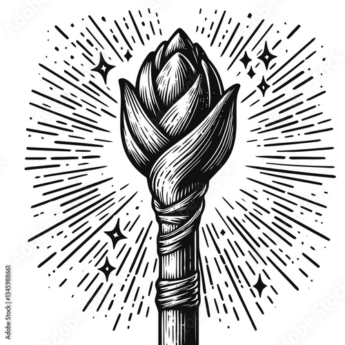 Artistic design of a wizard’s staff made from a giant leek