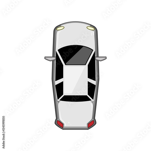 electric car top view cartoon vector illustration