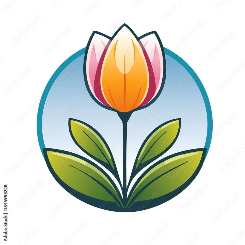 vector illustration of tulip flower vector logo icon design
