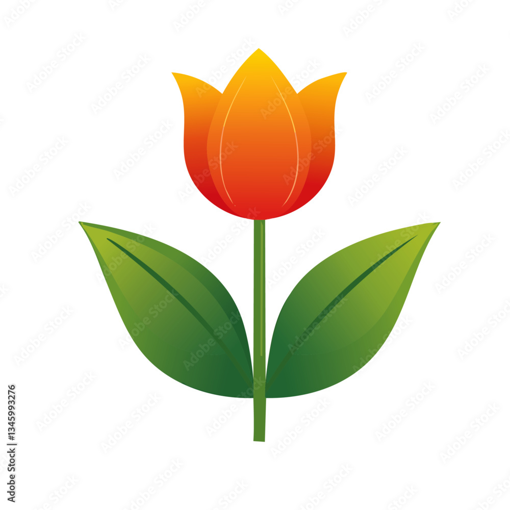 orange tulip flower isolated vector icon design