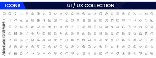 It is a big collection of minimalist and simple UX UI web icons. Vector illustrator. Suitable for Web Page, Mobile App, Web, and Print.