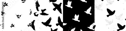 The silhouettes of doves create a seamless pattern, while pigeons provide a modern texture of birds