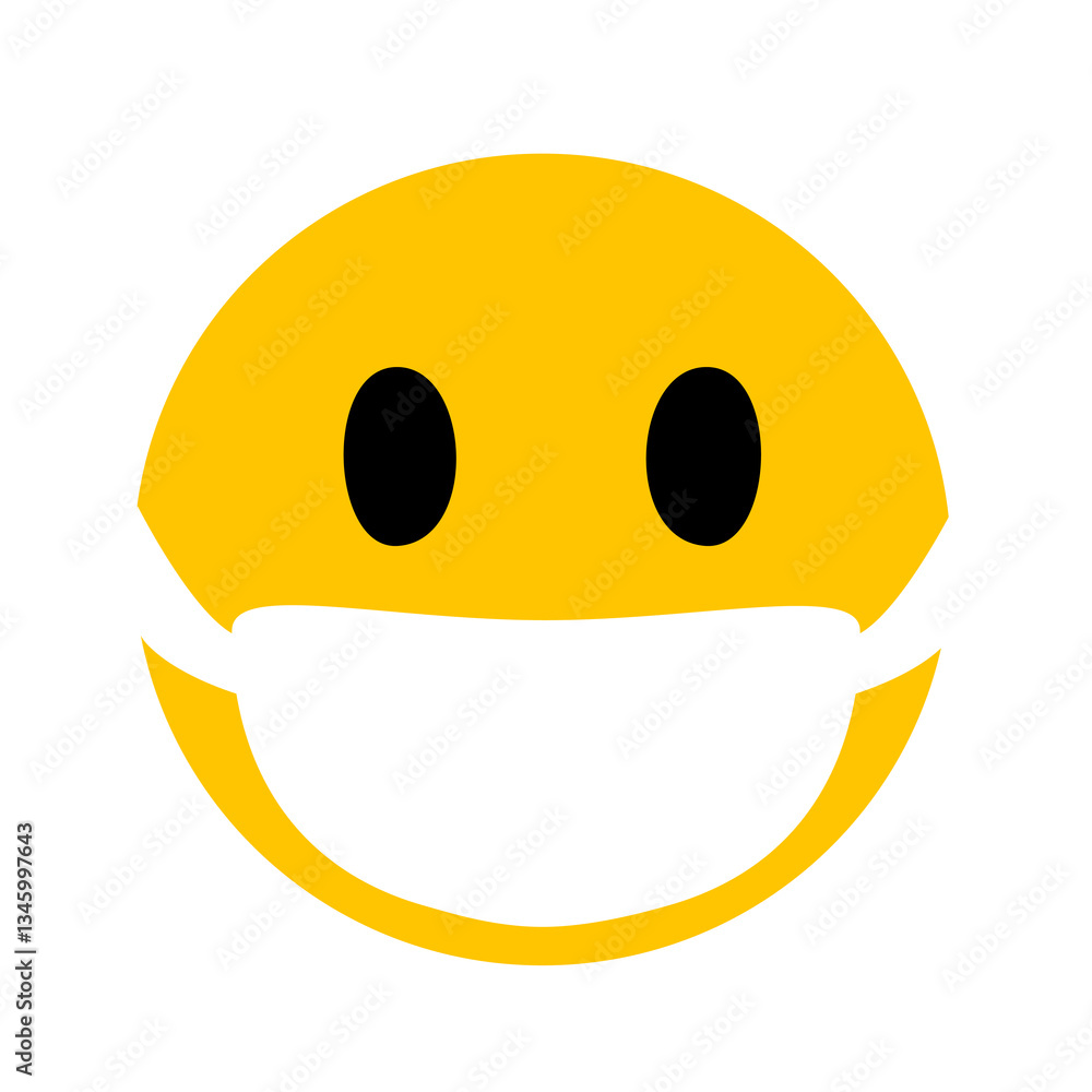 Fototapeta premium Smiling Yellow Face With Medical Mask