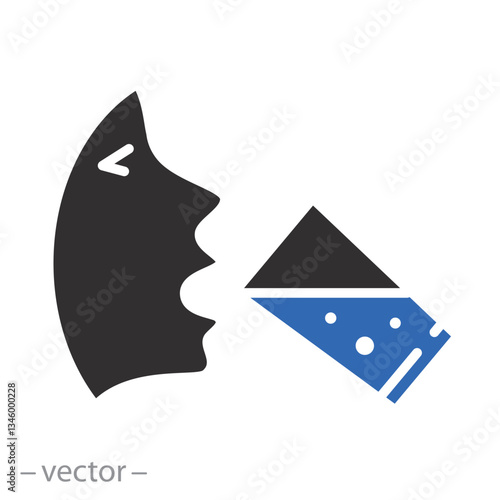 thirsty human, drink water reminder icon, glass beverage or water, flat vector illustration