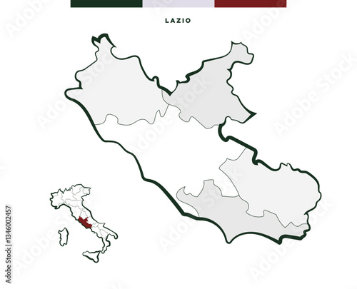 Regione Lazio in Italia - mappa vettoriale	