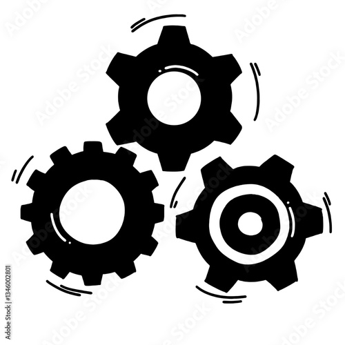 Concept of business idea. Doodle sketch style of Hand drawn gear vector illustration.