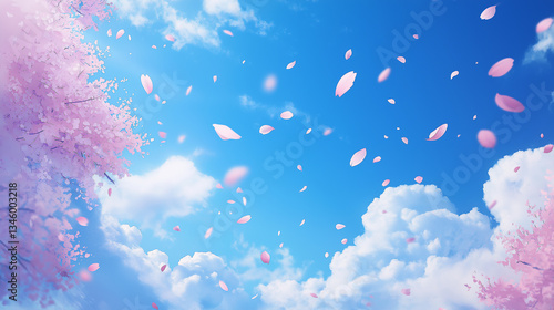 青空に舞う桜の花びら