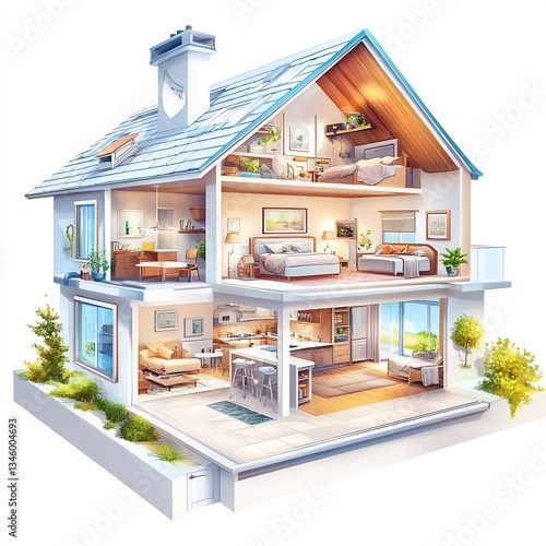 Stunning Architectural Visualization: A Modern Two-Story House Interior Design