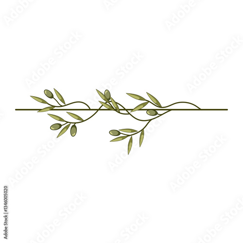 savory olive border divider cartoon vector illustration