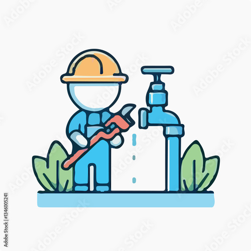 vector illustration of a man with watering can