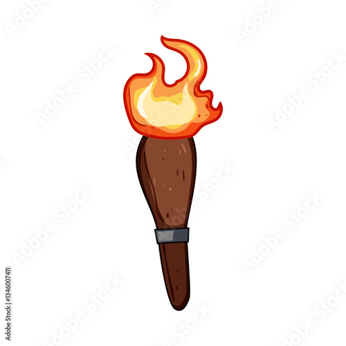 inferno torch fire cartoon vector illustration