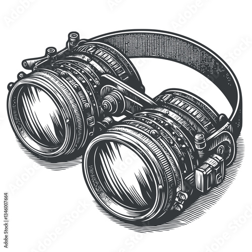 Intricately detailed steampunk goggles showcasing adjustable lenses and a vintage flair