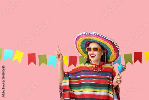 Happy young woman in Mexica...